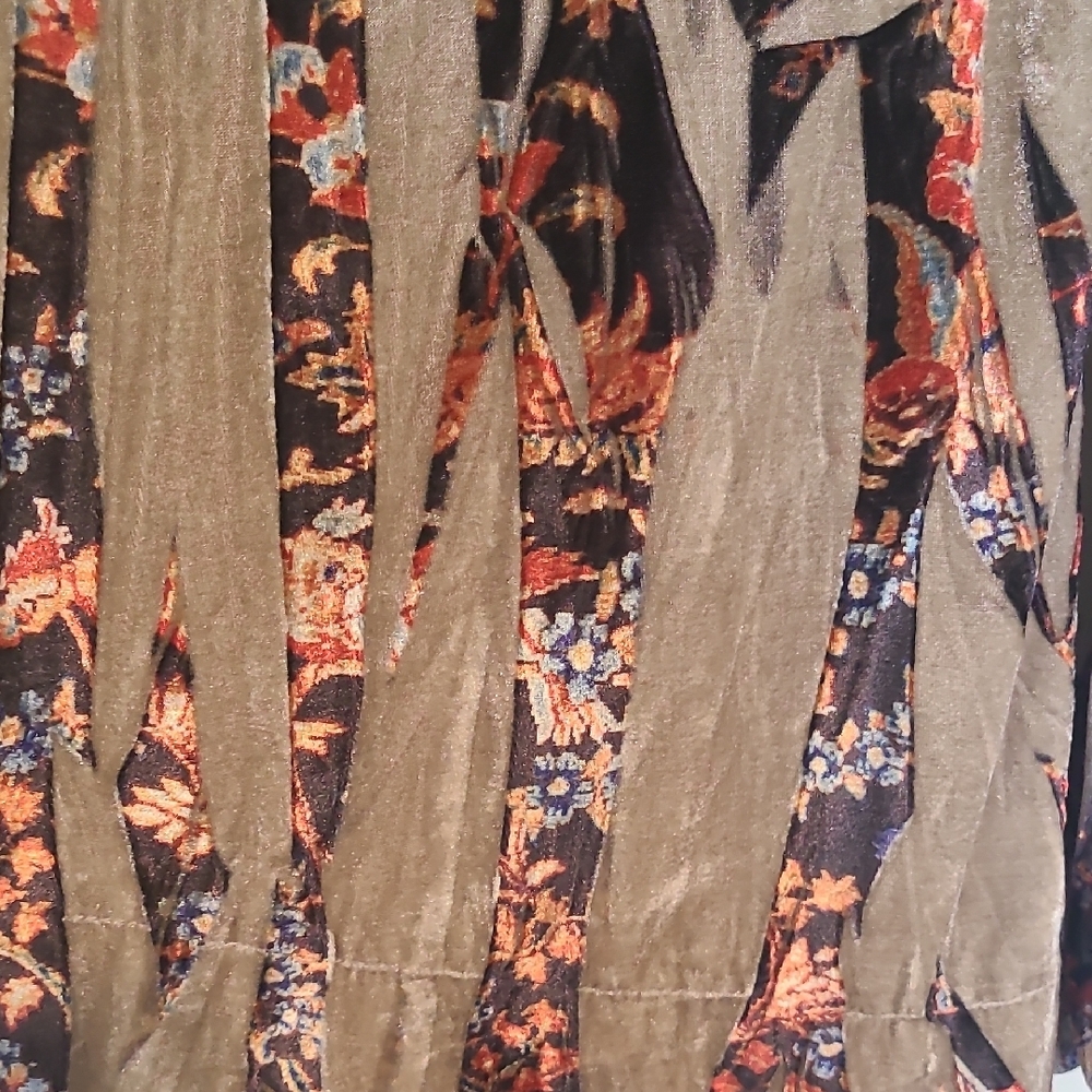 ONE WORLD Orange and Tan Patterned Kimono - Picture 4 of 7